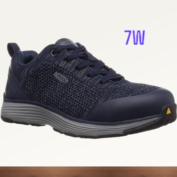 Keen Womens size 7W Sparta Blue Grey Alloy Toe Work Shoes ~ runs small - Picture 1 of 7